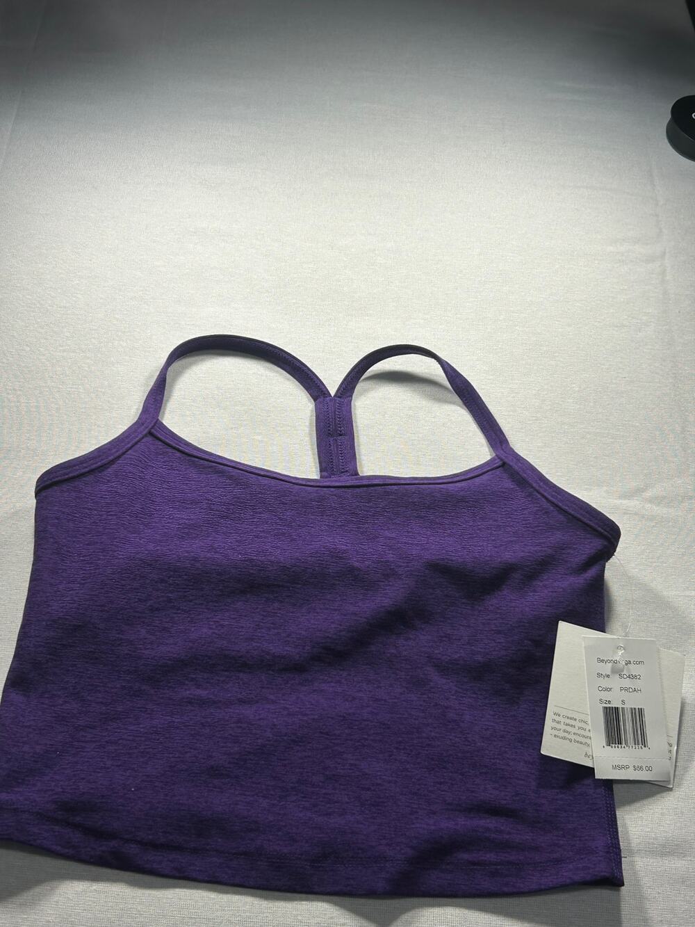Beyond Yoga Purple Spacedye Cropped Racerback Tank Top Size Small NWT